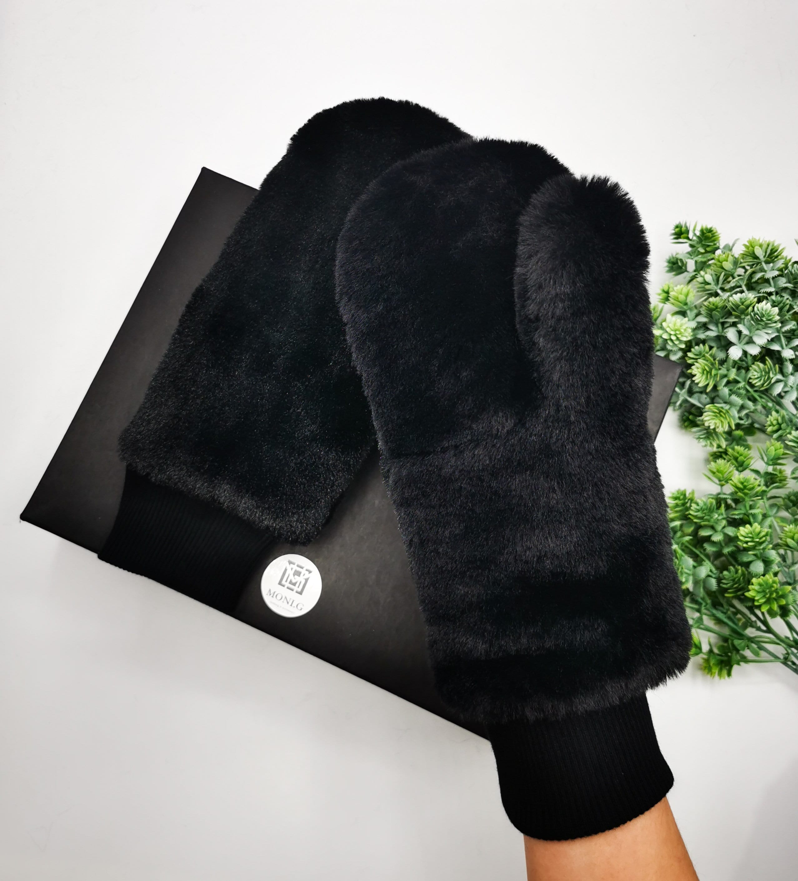 Faux fur fingerless gloves sale