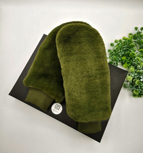 Faux cheap sheepskin gloves