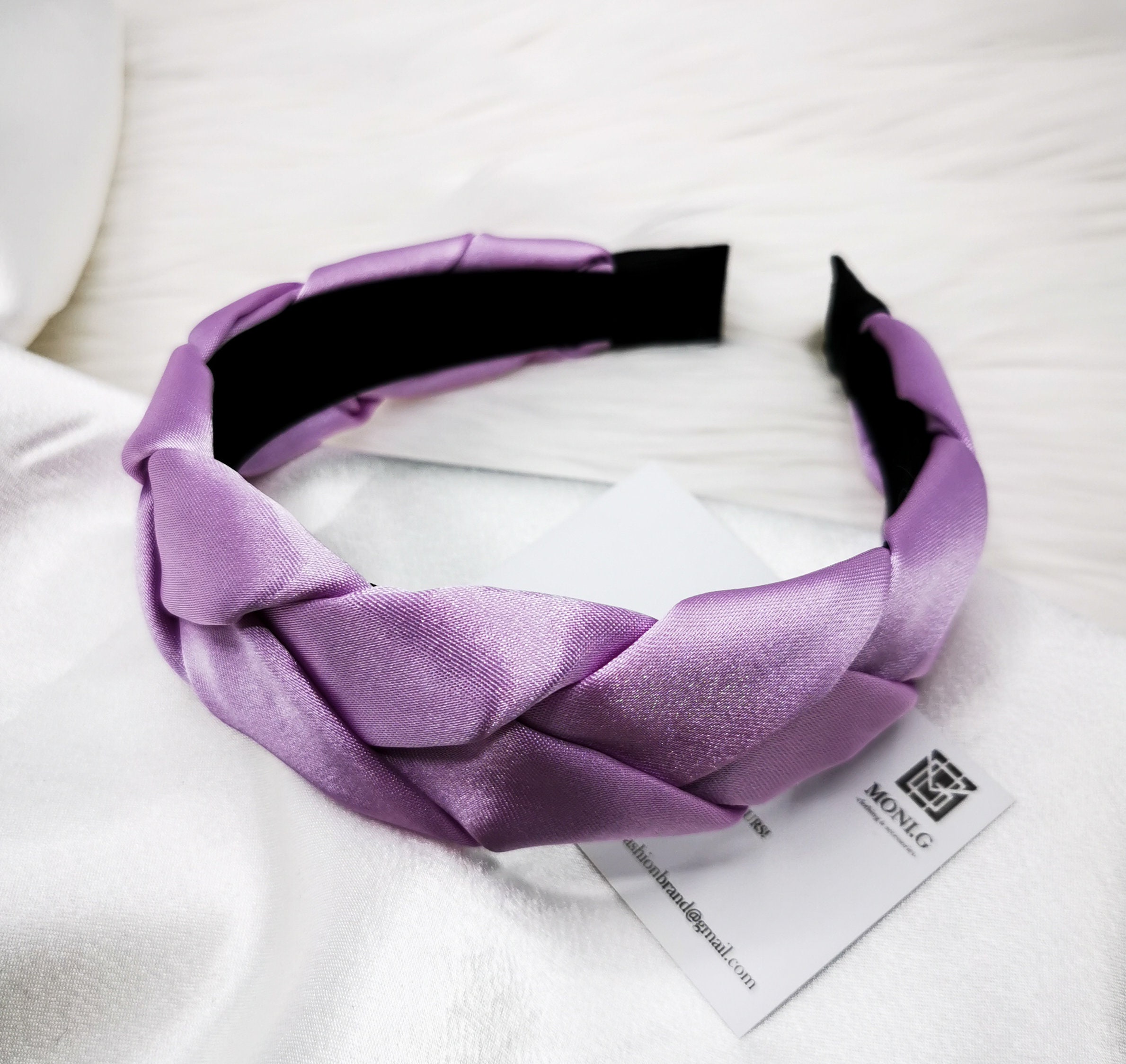 Purple Satin Braided Headband, Hair Band, Colorful Hairbands, Purple