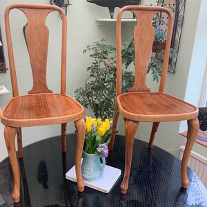 Pair of Thonet Bentwood Chairs late 1920’s with Queen Anne Legs Bentwood Chairs Very Rare Blonde