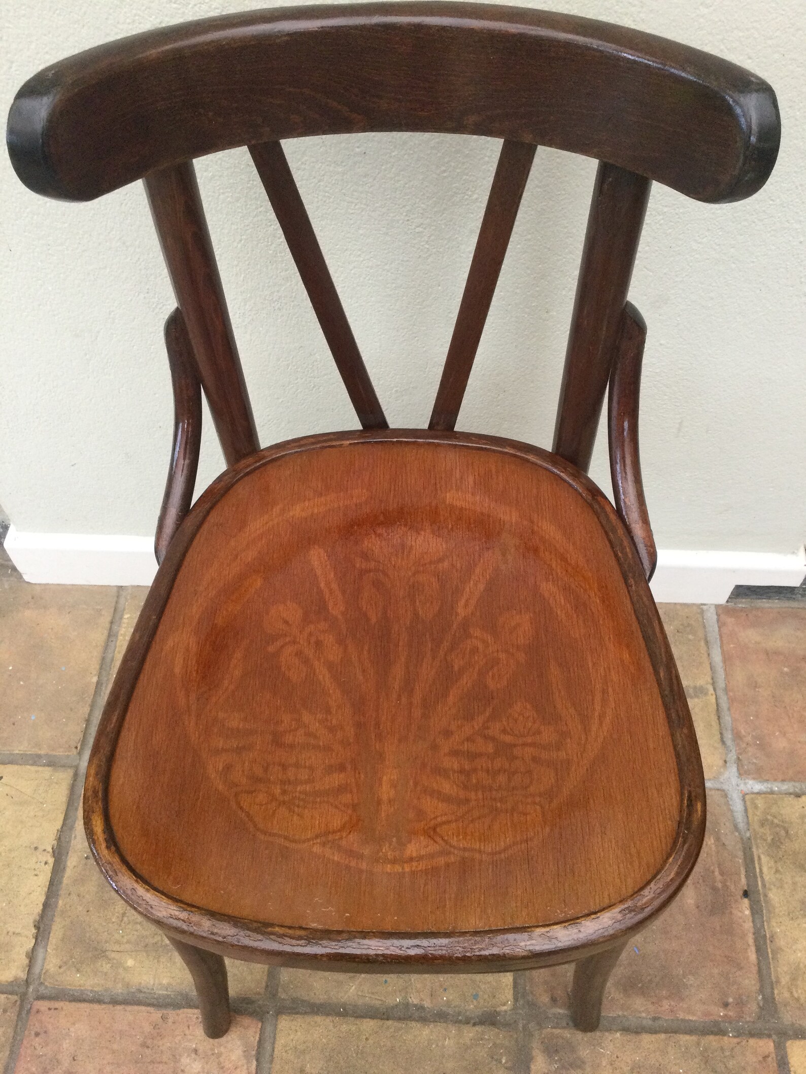 Single Vintage Bentwood Chair with Pressed Seat Decoration Etsy