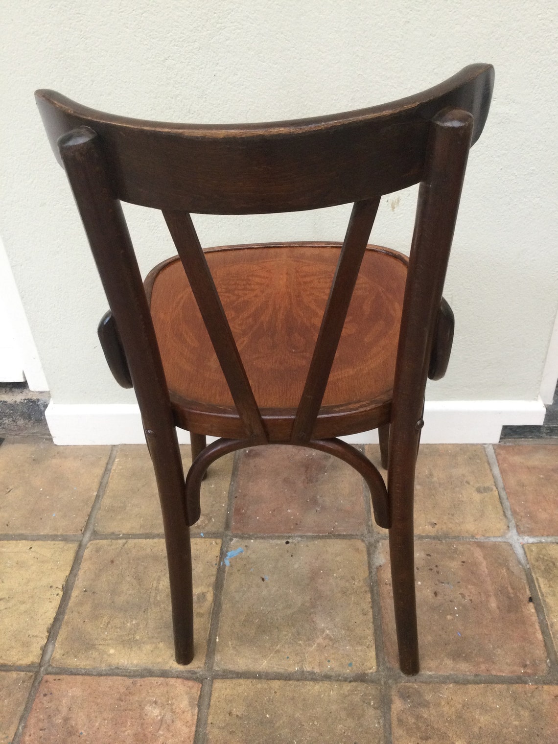 Single Vintage Bentwood Chair with Pressed Seat Decoration Etsy
