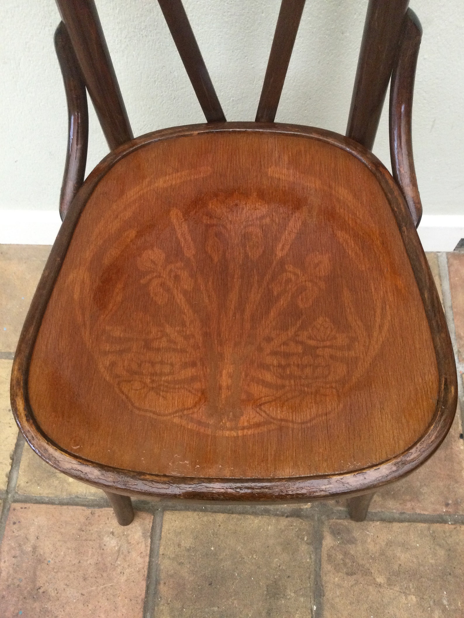 Single Vintage Bentwood Chair with Pressed Seat Decoration Etsy