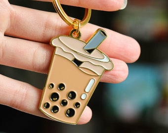 Boba Milk Tea Keychain Gift for Foodie Boba Lovers Keychain Gift for Her Cute Boba Keychain Accessory Food Decor