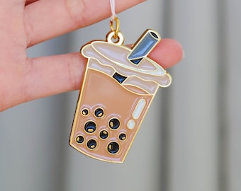 Boba Milk Tea Christmas Ornament Gold Enamel Gift for Foodie Boba Lovers Ornament Gift for Her Cute Boba Ornament Christmas Gifts