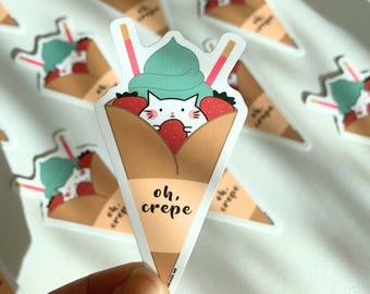 Crepe Ice Cream Sticker for Water Bottle Laptop Decor