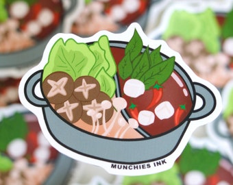 Hot Pot Sticker Water Bottle Decor Asian Food Sticker Shabu Shabu Sticker Gift for Hot Pot Lover Kawaii Sticker Cute Asian Food Sticker