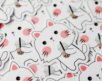 Cat Sticker Cat Boba Sticker Laptop Sticker Bubble Tea Sticker Cute Cat Sticker Kawaii Boba Sticker