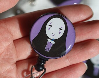 Studio Ghibli No Face Retractable Badge Reel / Badge Holder for Teachers Healthcare Workers Tech / ID Badge for Work / Gift for Nurses