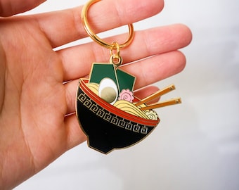 Llavero con forma de tazón de ramen japonés, accesorio con forma de fideos ramen, regalo para amantes del ramen, llavero de comida asiática.