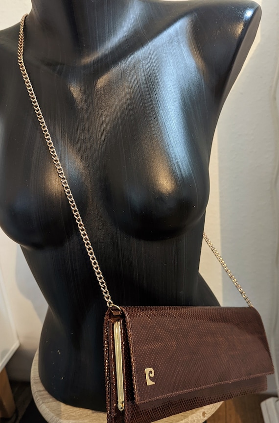 Vintage 70s Pierre Cardin Snakeskin Clutch With Gold Chain, Snake Shoulder  Bag, Brown Leather Handbag Purse, French Designer Evening Bag - Etsy