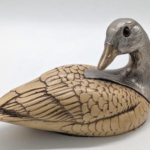 Vintage Art: Handmade Duck Figurine - Animal Figure Hunting - Vintage 1970 Designer Elli Malevolti