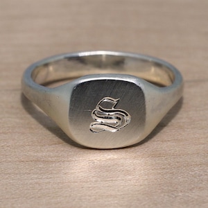 Vintage Sterling Silver Signet Ring - Blank Oxidized Worn Patina