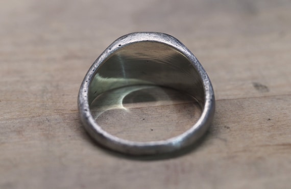 Vintage Sterling Silver Signet Ring - Blank Oxidized Worn Patina