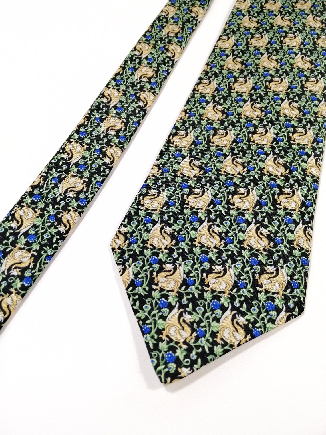 Mens medieval monster tie w blackberry and green floral | Etsy