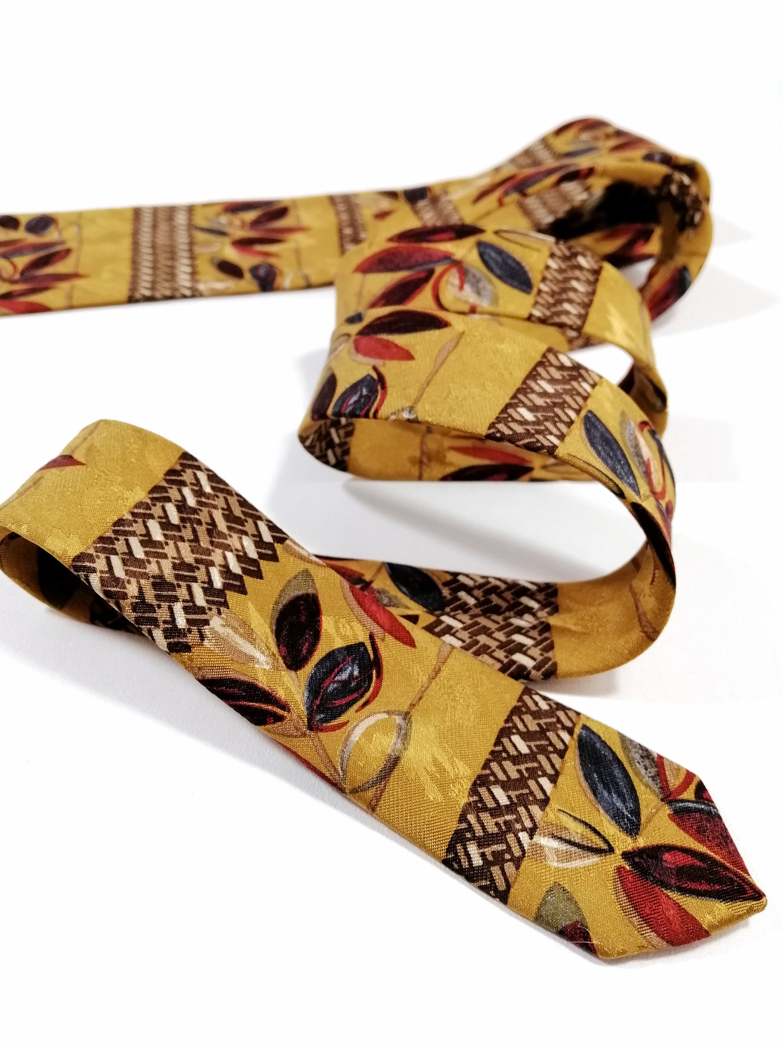 Silk mustard tie for fall floral wedding Vintage floral Etsy