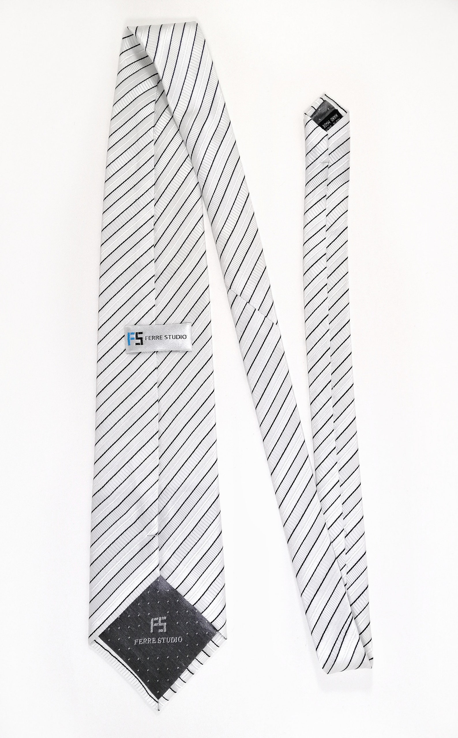 Off white wedding tie with black stripes Silk necktie Black | Etsy