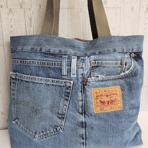 upcycled jeans tote/ shoulder bag.