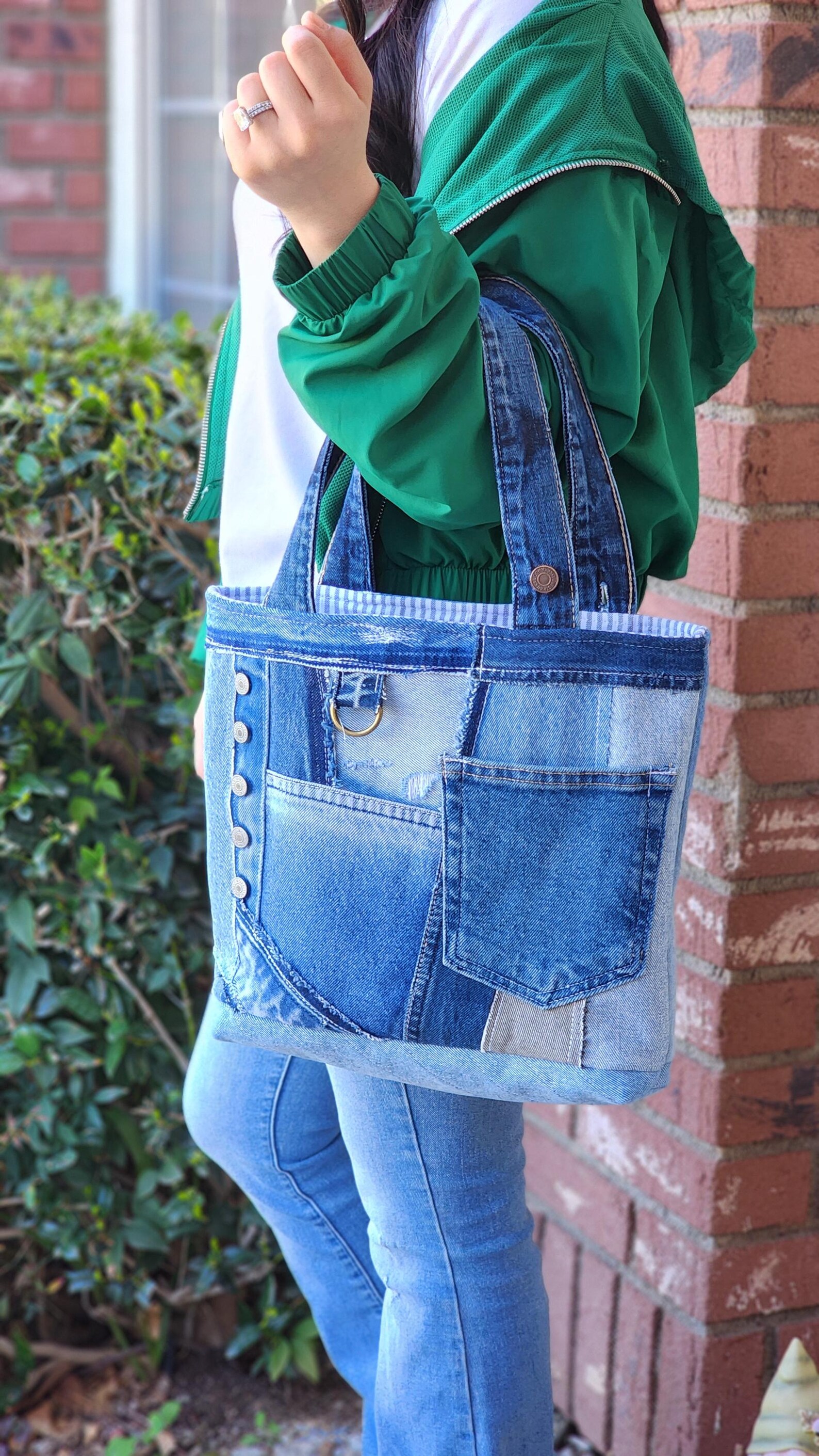 Patch Work Accessory Upcycled Denim Patchwork Tote Bag and Accessory Pouch Set. - Etsy