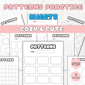 Página de práctica de patrones Hojas de patrones imprimibles en PDF para colorear y marcadores de alcohol Tabla de colores de patrones y páginas para colorear en PDF