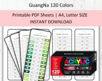 120 Color Swatch Card Template | Acrylic Brush Marker Chart (Digital PDF)
