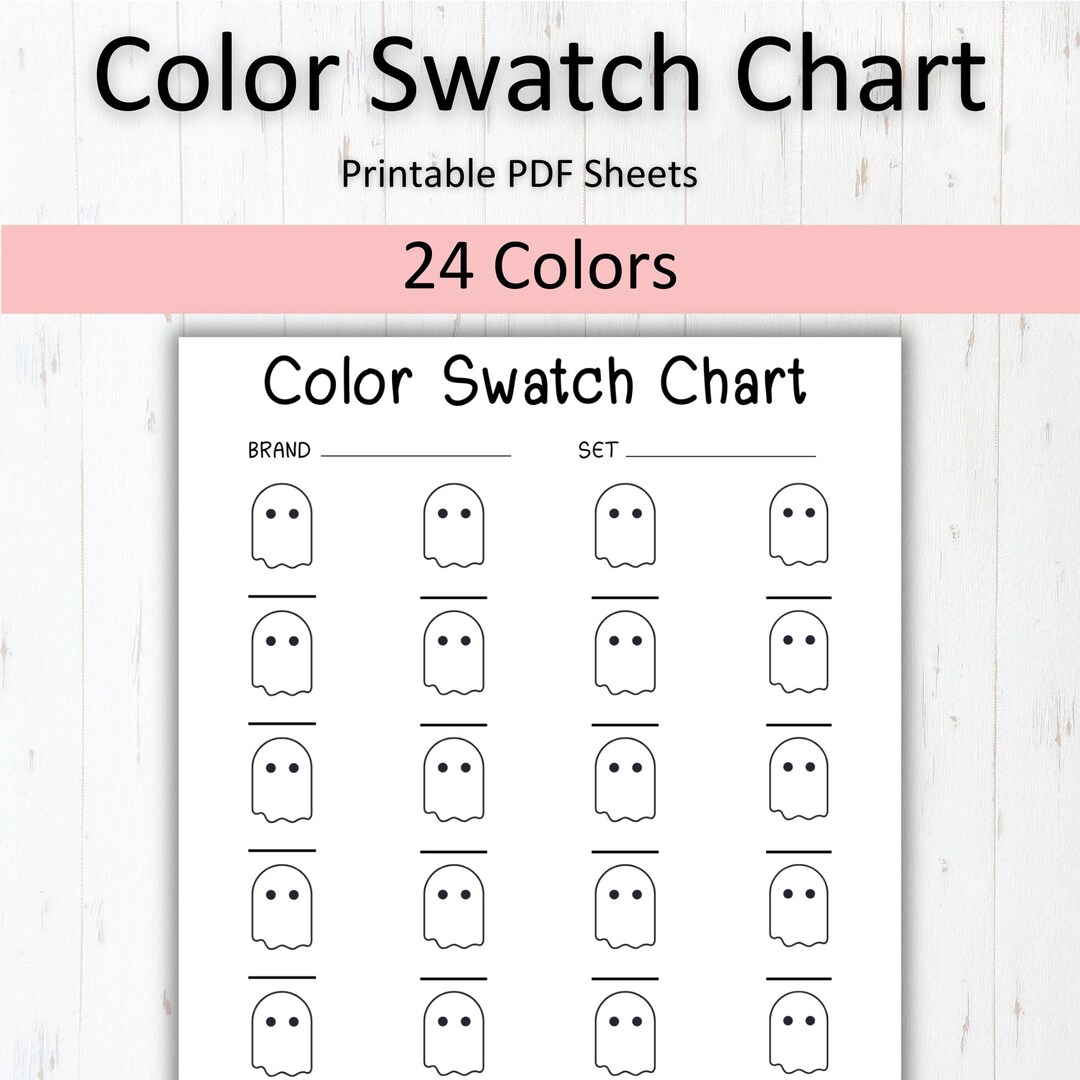 Ghost Color Swatch Chart Template: 24 Colors (digital Download PDF) - Etsy