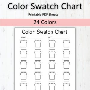 Color Swatch Chart Template 24 colors Alcohol Markers, Watercolor Brush Pens, paint and more Bigger Digital Download PDF Bread Shaped
