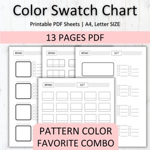 Printable Color Swatch Chart: Alcohol Marker, Watercolor & Pencil Testing (Digital Download PDF)