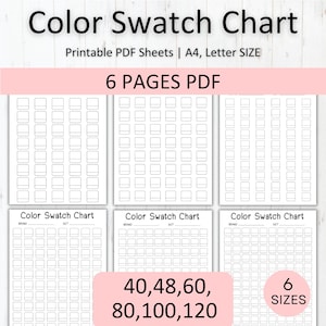 Tabla de muestras de color imprimible - Página de prueba de color en blanco para marcadores de alcohol, lápices de colores y acuarelas - Descarga digital en formato PDF