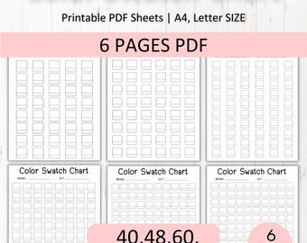 Printable Color Swatch Chart: Alcohol Marker & Watercolor Test (Digital Download PDF)