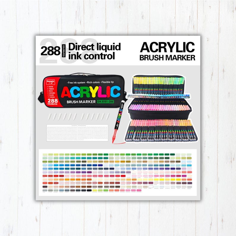 Guangna Acrylic Swatch Chart | Mickey, 288 Colors (instant Download) - Etsy