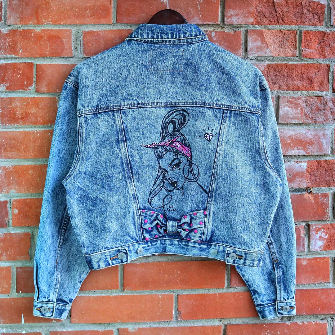 Hand Painted Denim Jacket Jean Jacket Art Jacket Vintage - Etsy