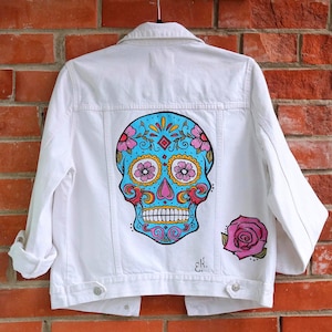 Hand Painted Denim Jacket, Jean Jacket, Art Jacket, White Jacket, Denim Jacket, Pop Denim Jacket