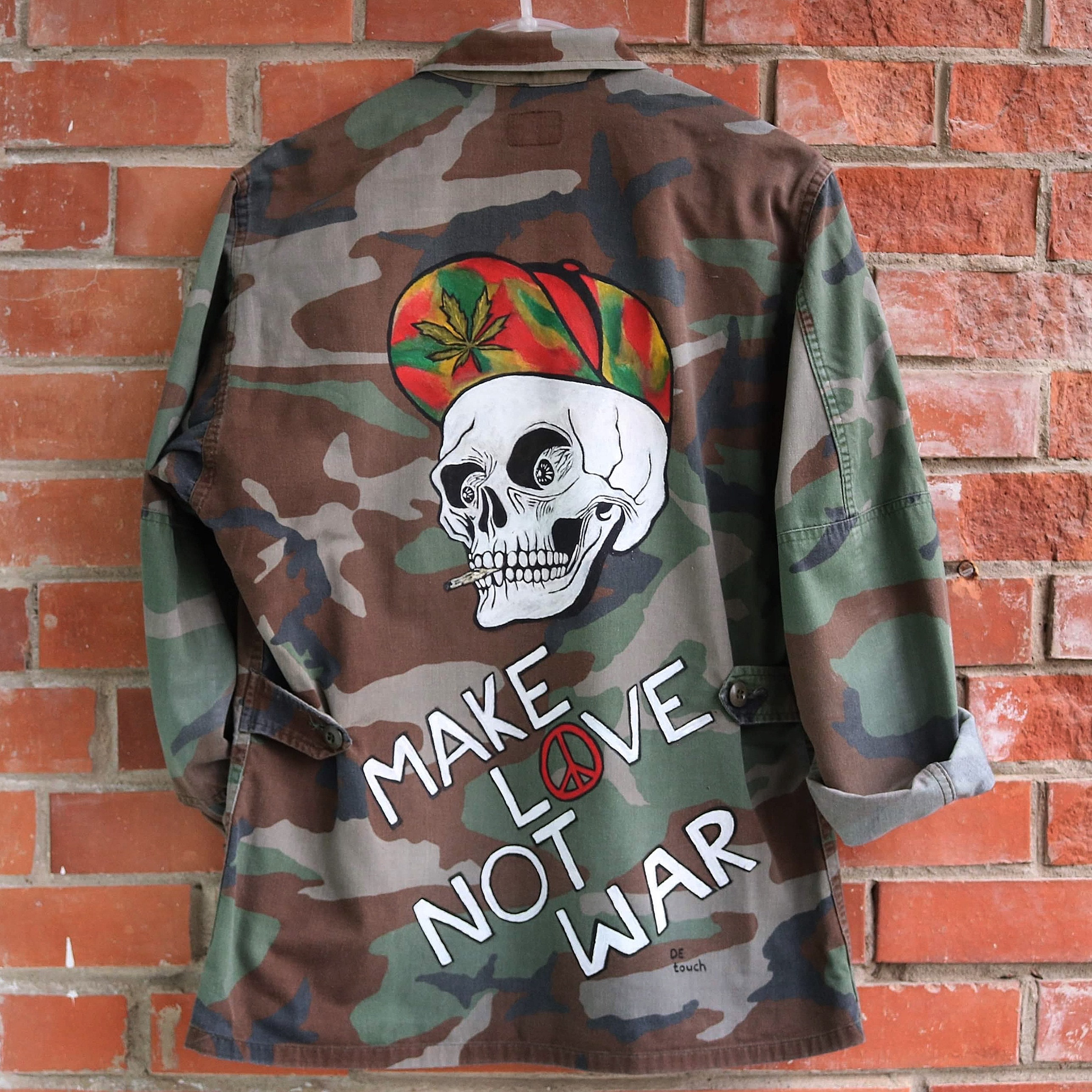 Hand Painted Military Jacket, Art Jacket, Vintage Jacket