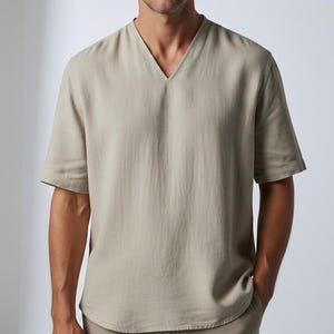 Mens Cotton Linen T Shirt,Lightweight Casual Apparel, Style-T Shirt Summer Pure Linen Shirt,Handmade Natural Summer Top,Mens organic clothes