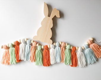 Simple Spring Tassel Garland/Boy Easter Shelfie Garland/Spring Shelf Decor/Tassel Wall Hanging