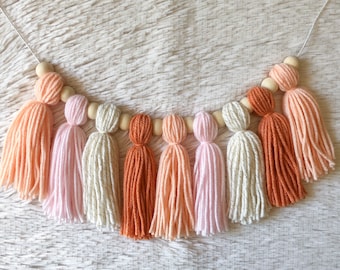 Creamsicle Sparkle Tassel Garland/Girls Room Decor/Girls Baby Shower Garland/Pink Girls Room Garland