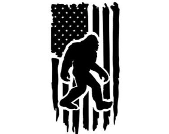 Bigfoot American Flag Vinyl Decal  *High Quality Oracal 651 Vinyl  *Many Sizes/Colors Avail *Window Tailgate Truck RV Trailer Camper