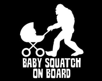 Bigfoot & Baby Squatch On Board Vinyl Decal *High Quality Oracal 651 Vinyl *Many Sizes/Colors Avail. *For Any Smooth Dry Clean Surface