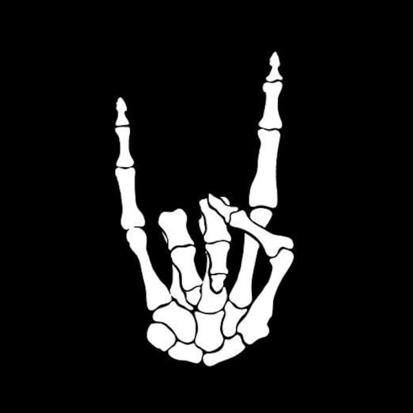 Rock On Skeleton Hand *Car Window Wall Vinyl Decal *High Quality Oracal  *Many Sizes/Colors Avail *Car RV Trailer Decal