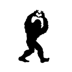 Bigfoot Sasquatch I Love You I Heart You Heart Hand Vinyl Decal High Quality 651 Oracal Many Sizes/Colors For Any Smooth Surface Black Matte