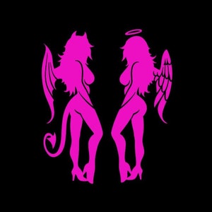 Angel Devil Woman Vinyl Decal *High Quality 651  Oracal Vinyl *Many Sizes/Colors Avail*For Any Dry  Smooth Surface *Car RV Trailer