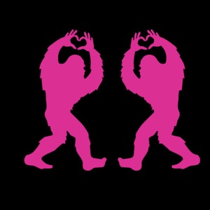 Bigfoot Sasquatch I Love You I Heart You Heart Hand Vinyl Decal High Quality 651 Oracal Many Sizes/Colors For Any Smooth Surface Pink
