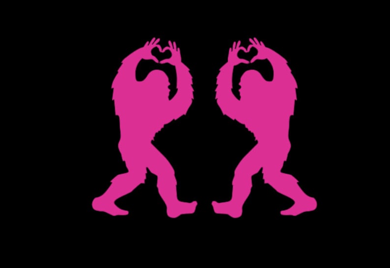 Bigfoot Sasquatch I Love You I Heart You Heart Hand Vinyl Decal High Quality 651 Oracal Many Sizes/Colors For Any Smooth Surface Pink