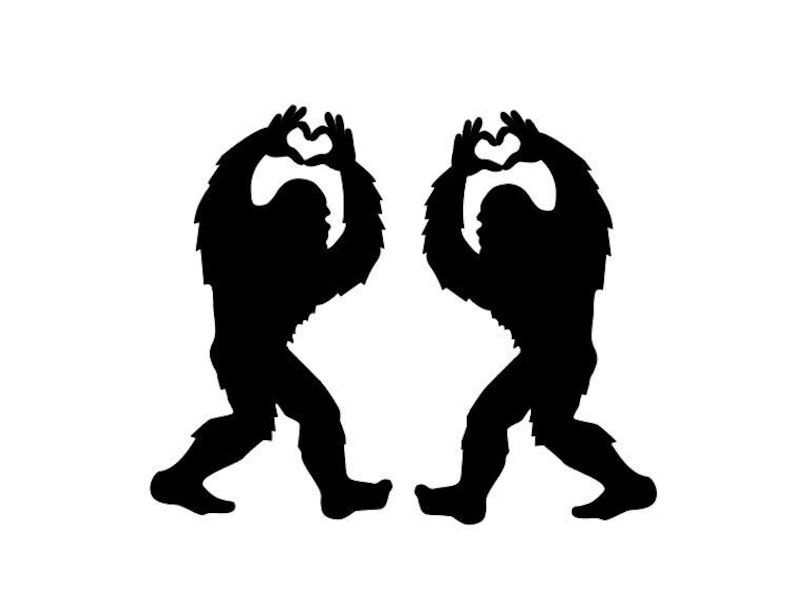 Bigfoot Sasquatch I Love You I Heart You Heart Hand Vinyl Decal High Quality 651 Oracal Many Sizes/Colors For Any Smooth Surface image 1