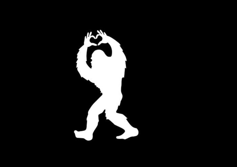 Bigfoot Sasquatch I Love You I Heart You Heart Hand Vinyl Decal High Quality 651 Oracal Many Sizes/Colors For Any Smooth Surface image 2