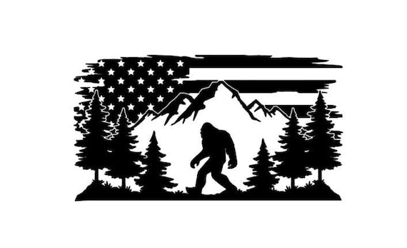 Bigfoot Sasquatch American Flag Mountains car Window Wall - Etsy