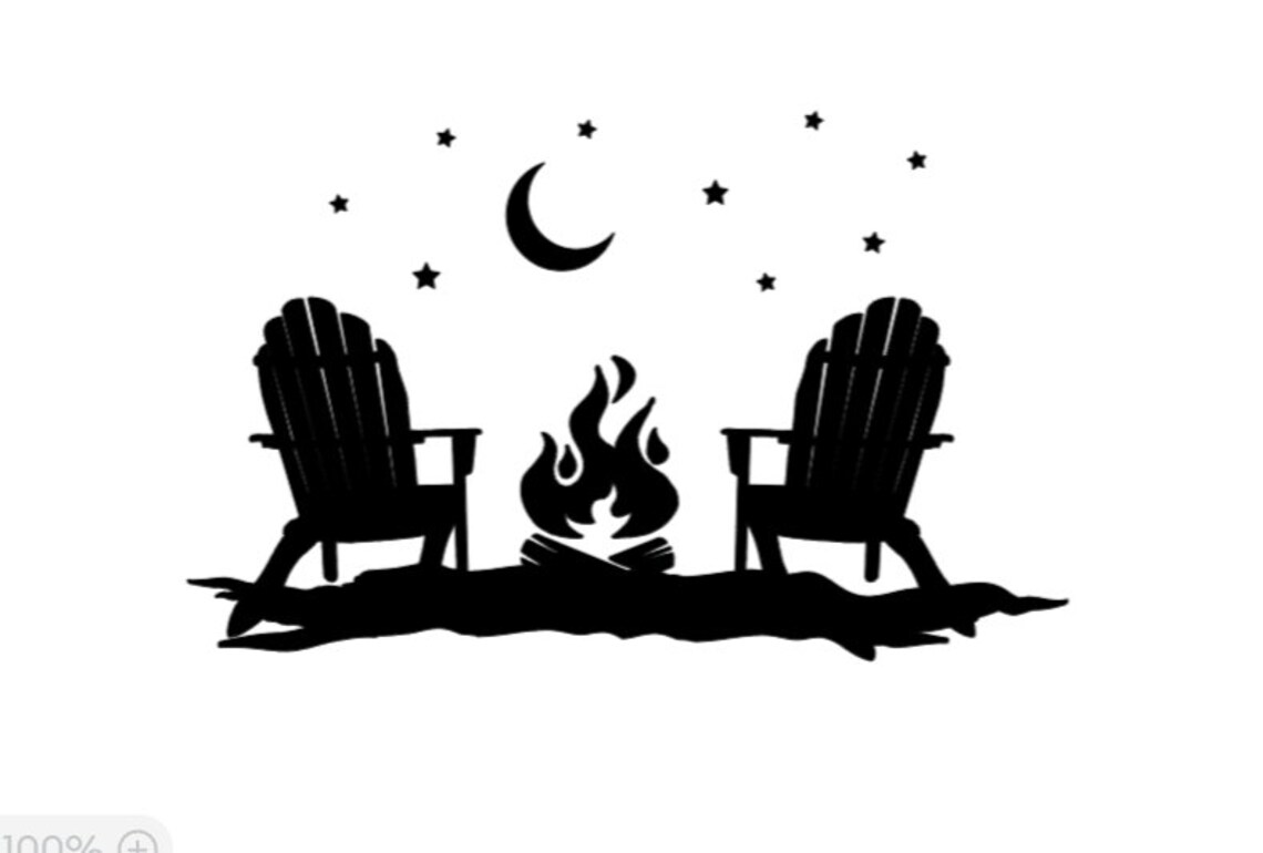Adirondack Chairs With Campfire Under the Stars vinyl Decal Etsy