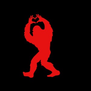 Bigfoot Sasquatch I Love You I Heart You Heart Hand Vinyl Decal High Quality 651 Oracal Many Sizes/Colors For Any Smooth Surface Red