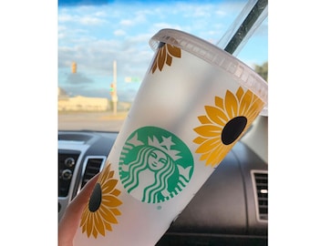 Sunflower Starbucks Cup Svg - Free SVG Cut File
